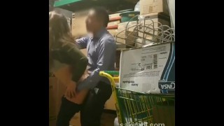 Old store manager fucking young Turkish teen in warehouse part 2.