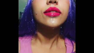 Hot Latina dirty Spitting all over her and asks for cum