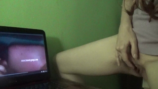 Dry humping orgasm while watching porn – Laura Fatalle