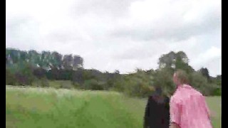 Cock Riding in a Park Threesome