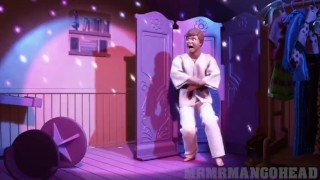 Hot blonde girl gets physical with brunette stud