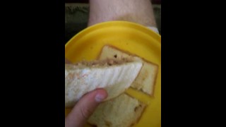 This tuna and cheese sand which with lime and pepper is so fucking good