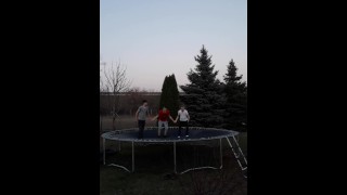 3 indian boys threesome in the trampoline