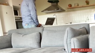 Part 1: DICK FLASH MAID, pervert jerks off and gets caught by naive nanny, she blows him deep