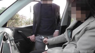 Dogging my wife in public car parking and jerks off an voyeur after work – MissCreamy